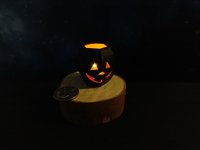 1:12 Dollhouse Halloween battery lighted faux metal lantern Jack o' lantern in modern style REF Medium & orange interior