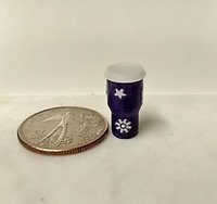 1:12 Dollhouse miniature holiday purple tumbler with removable lid REF Purple w snowflakes