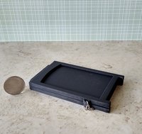 1:12 scale miniature sidewalk sign holder, 2-sided for changeable sinage Hinged and fold-flat for storage REF Credit card size - Black