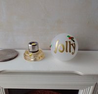 1:12 Dollhouse holiday light up globe ornament Free standing frosted globe Christmas ornament Battery operated holiday light REF Holly jolly
