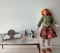 1-inch scale silvery tea set NIP - Non-handmade