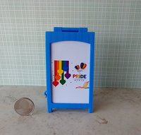 1:12 scale miniature sidewalk sign holder, 2-sided for changeable sinage Hinged and fold-flat for storage REF Credit card size - Blue