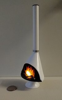1:12 Dollhouse miniature Mid century modern free standing fireplace MCM white fireplace inspired by Malm fireplace Retro fireplace REF White