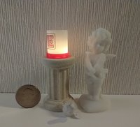 1:12 Dollhouse miniature LOVE candle sleeve or battery lighted candle holder REF LOVE on white