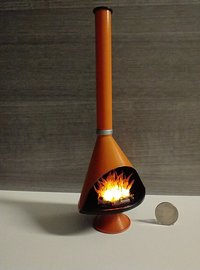 MADE TO ORDER 1:12 Dollhouse miniature Mid century modern free standing fireplace MCM orange fireplace inspired by Malm fireplace Retro fireplace REF orange