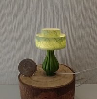 1:12 dollhouse mid-century modern style table lamp with tiered shade MCM retro style table lamp REF Green
