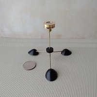 1:12 Dollhouse miniature mid-century modern curvilinear chandelier MCM 3-light ceiling light Battery operated LED miniature lamp