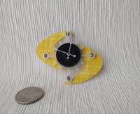 1:12 Dollhouse vinyl record yellow boomerang wall clock Mid-century modern themed wall clock with double boomerangs
