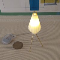 1:12 scale dollhouse mid-century modern tripod floor lamp Inspired by the 60s cocoon floor lamp Battery operated MCM lamp with external wires