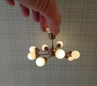 For Lisa MADE TO ORDER 1:12 Dollhouse mid-century inspired space age orbit chandelier Battery operated atomic age MCM 8-arm ceiling light Dollhouse sputnik chandelier