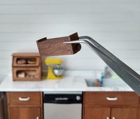 1:12 Dollhouse wall-mounted or under cabinet paper towel holder with shelf in solid walnut wood