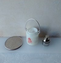 1:12 Dollhouse Halloween Mason jar inspired light DIY styled Halloween light White jar light with vampire lips REF Vampire n white