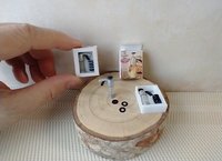 1:12 Dollhouse miniature cookie press and discs set in packaging box with clear front window Boxed spritz cookie press Price is for EACH set