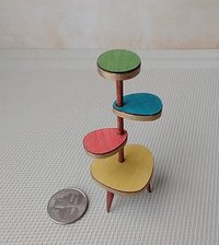 1:12 Dollhouse mid-century style plant stand Formica 4-tiered plant stand or display stand REF green top Plants n accessories NOT included