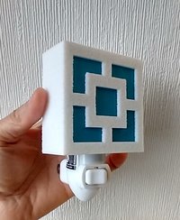 MCM Midcentury modern style breeze block night light REF White square + turquoise