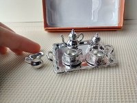 1-inch scale silvery tea set NIP - Non-handmade