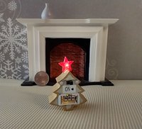 1:12 Dollhouse light up Christmas tree with star tree topper Battery operated miniature holiday LEDs decor No external wires REF