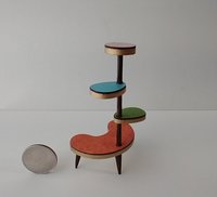 RESERVED 1:12 Dollhouse mid-century style 4-tier plant stand inspired by Formica MCM plant stand with tapered legs REF large lowest platform