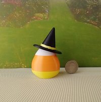 Dollhouse miniature lighted candy corn witch Battery operated Halloween decor for 1:12 or play scale REF Yellow hat trim B