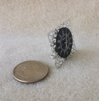1:12 dollhouse miniature square filigree mantel clock silver tone square tabletop clock NON working