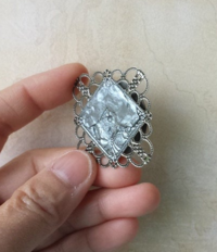 1:12 dollhouse miniature square filigree wall clock Gun metal tone clock Can lean against wall as mantel clock NON working