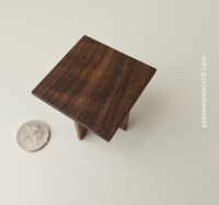 1:12 scale dollhouse mid-century style end table in solid walnut MCM side table with square top REF Walnut