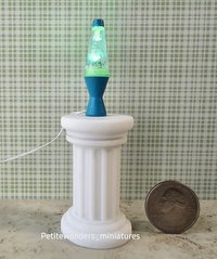 1:12 Dollhouse miniature retro lava lamp Battery operated LED table lamp MCM style with external wires REF Color changing LED 