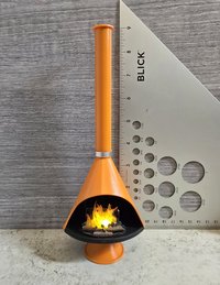 MADE TO ORDER 1:12 Dollhouse miniature Mid century modern free standing fireplace MCM orange fireplace Retro fireplace without battery lit logs 