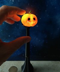 1:12 scale dollhouse battery lighted street lamp with removable pumpkin shade No external wires REF Pumpkin