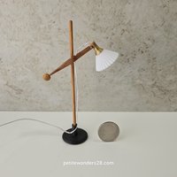 1:12 Dollhouse mid-century style floor lamp Battery operated LED lamp with external wires REF cherry wood lamp post