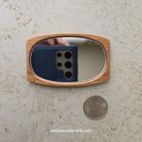 1:12 Dollhouse MCM style mirror with solid cherry wood frame Oval mirror in rectangular cherry wood frame 