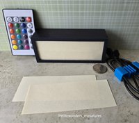 Dollhouse miniature light box or store sign with color changing back lit LEDs Battery operated with 2 AAA batteries or USB power
