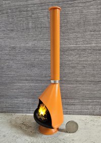 MADE TO ORDER 1:12 Dollhouse miniature Mid century modern free standing fireplace MCM orange fireplace Retro fireplace without battery lit logs 