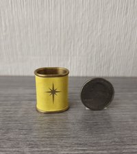 1:12 scale dollhouse MCM style oval wastebasket covered in vinyl sticker paper REF Yellow