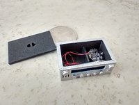 1:12 scale dollhouse audio amplifier with battery operated blue LED light