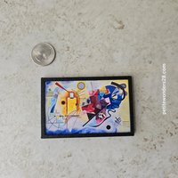 1:12 Dollhouse miniature black frame art print REF Kandinsky's Composition with Red-Yellow-Blue, size A
