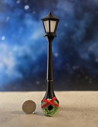 1:12 scale dollhouse battery lighted street lamp with removable lantern and wreath No external wires REF Wreath Price is for EACH lamp