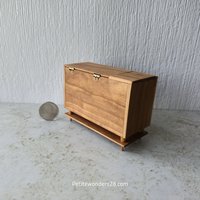 RESERVED for Deanna 1:12 Dollhouse furniture mid-century styled stereo console in solid cherry with hinged top 