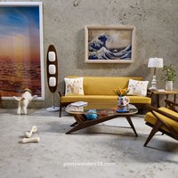 1:12 Dollhouse mid-century modern inspired surfboard shaped floor lamp Battery operated LED lamp with 3 shades and external wires Price is for EACH