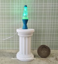 1:12 Dollhouse miniature retro lava lamp Battery operated LED table lamp MCM style with external wires REF Color changing LED 