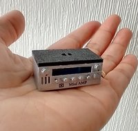 1:12 scale dollhouse audio amplifier with battery operated blue LED light