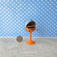 1:12 Dollhouse miniature MCM style BBQ grill Orange ball BBQ grill with tulip base