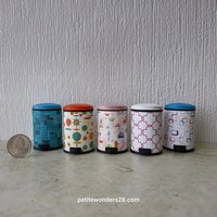 1:12 Dollhouse MCM-themed trash cans for kitchen with hinged lid Mid-century modern dollhouse accessory.  Price is for EACH