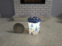 1-inch scale dollhouse miniature light up Christmas gift box Battery lighted gift box for mini holiday scene REF #2 Blue Xmas trees
