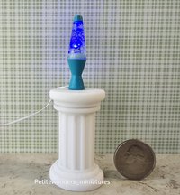1:12 Dollhouse miniature retro lava lamp Battery operated LED table lamp MCM style with external wires REF Color changing LED 