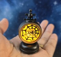 1:12 Dollhouse miniature battery operated Halloween themed lantern No external wires REF Spider web + Happy Halloween