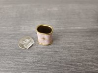 1:12 scale dollhouse MCM style oval wastebasket covered in vinyl sticker paper REF Pink