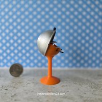 1:12 Dollhouse miniature MCM style BBQ grill Orange ball BBQ grill with tulip base