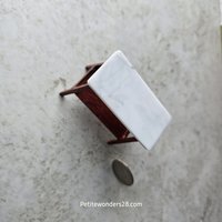 1:12 scale dollhouse mid-century style side table in solid padauk wood MCM end table with faux marble top