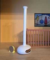 1:12 Dollhouse miniature hanging modern fireplace MCM style suspended fireplace with battery operated flickering insert REF White